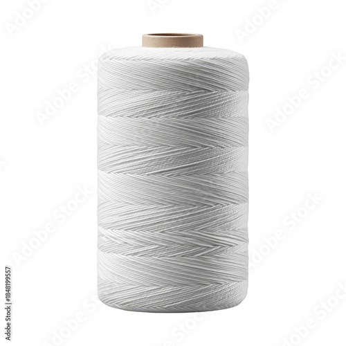 Spool of White Thread Used for Sewing in a Craft or Textile Setting
