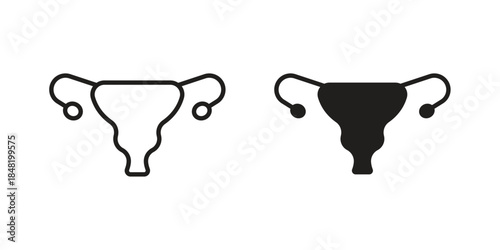 Uterus icon for website, thin line icons. vector logo design