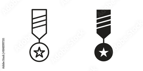 Veteran icon for website, thin line icons. vector logo design