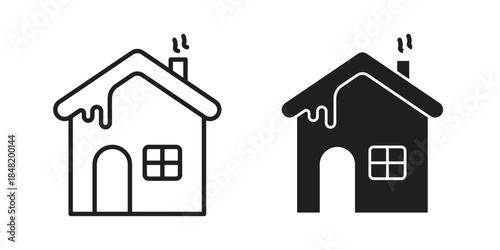 Winter Cabin icon for website, thin line icons. vector logo design