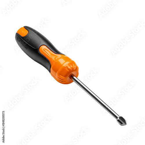 Screwdriver on a Plain Background Ready for Use in Various Tasks Involving Fa...