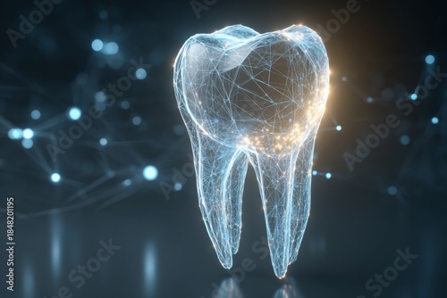 Ethereal Tooth Gleams as Symbol of Pioneering Dental Healthcare and Future Oral Hygiene Innovations in 8K Resolution