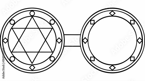 Circular Magic Seal Vector Emblem with Iceberg Shards and Delicate Rose Petals, Mystical Fantasy Symbolism