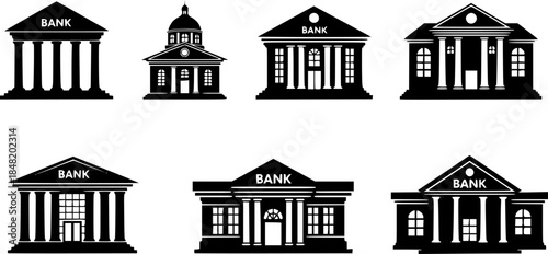 silhouettes bank vector with white background