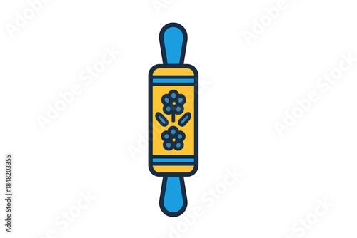 Embossed rolling pin with detailed floral pattern for shaping dough