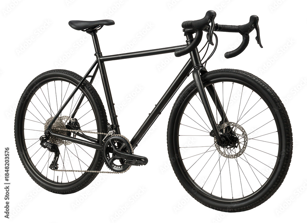 Fototapeta premium Classic diamond frame gravel bike with steel construction and disc brakes.