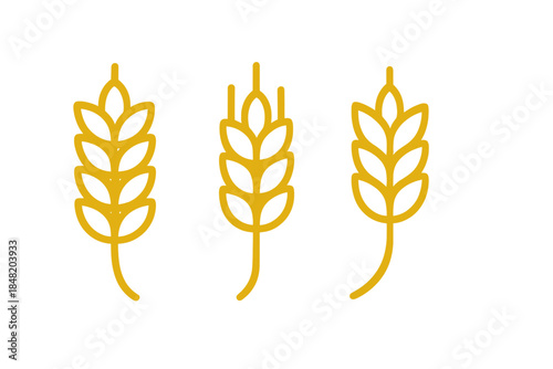 Three stylized golden wheat ear icons in modern line art style