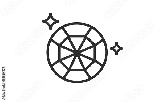 Brilliant cut gemstone icon featuring a sparkle outline symbol