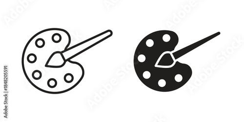 Brush and Palette icons. Minimal logo design element, vector illustration.