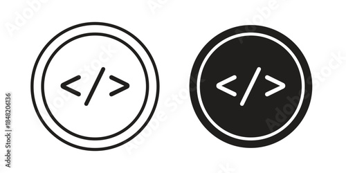 Free Download Code icons. Minimal logo design element, vector illustration. - GFXLoad