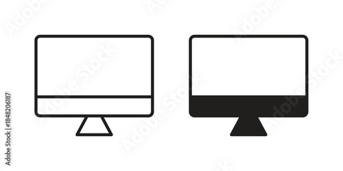 Computer screen icons. Minimal logo design element, vector illustration.