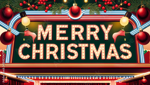 Merry Christmas festive sign illustration