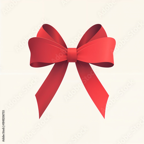 Red ribbon bow Christmas decoration isolated on white