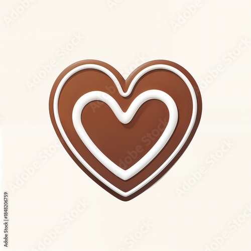 Gingerbread heart Christmas cookie isolated on white