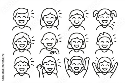 Happy Diverse Children Characters Laughing