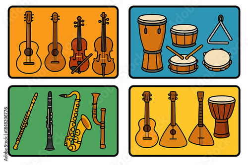Collection of Cartoon Musical Instruments