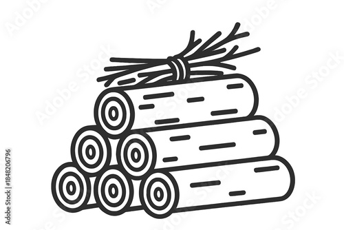 Stack of firewood with bundle of branches