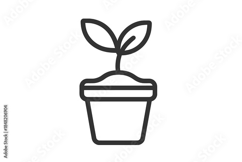 Simple plant seedling in a pot icon