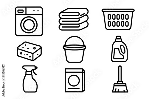 Laundry and Cleaning Icons Set