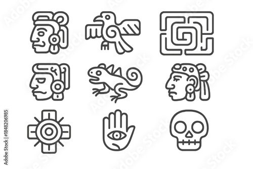 Mayan Glyphs and Symbols on Dark Background