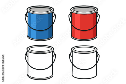 Four paint cans arranged in a 2x2 grid