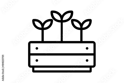 Seedling icon in a planter box