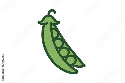 Green pea pod with peas icon