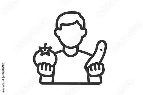 Person holding fruits and vegetables icon