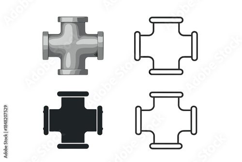 Four Pipe Cross Symbols on Textured Background