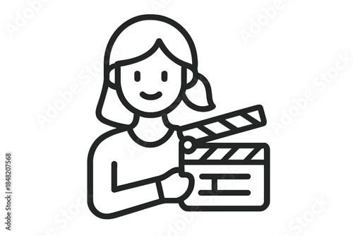 Woman holding a clapperboard icon