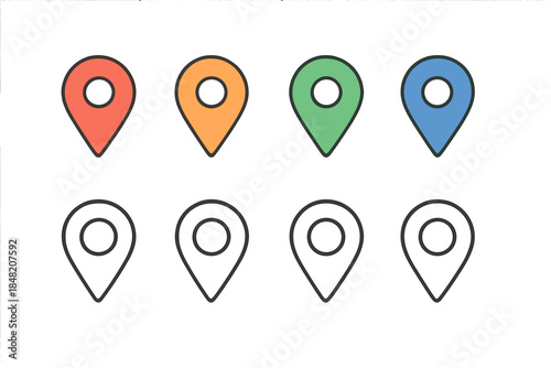 Set of map pin icons with different colors