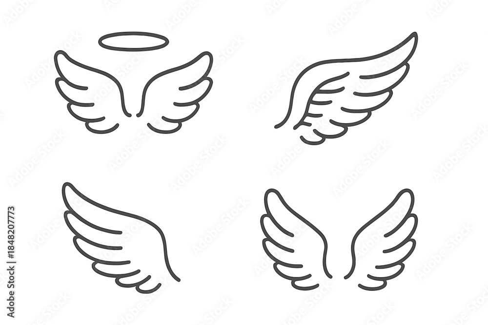 Obraz premium Collection of Angel Wings Icons