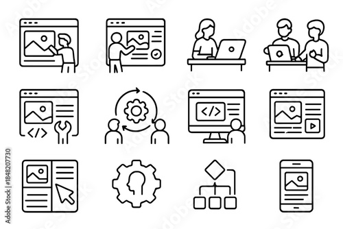 Website development and coding icons
