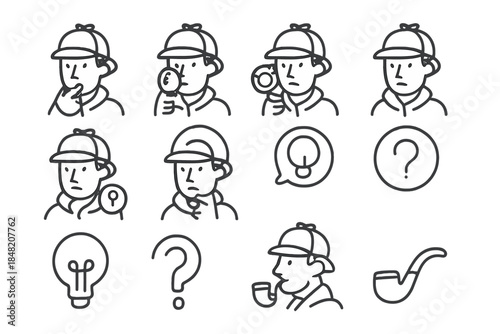 Detective Icons with Sherlock Holmes Character