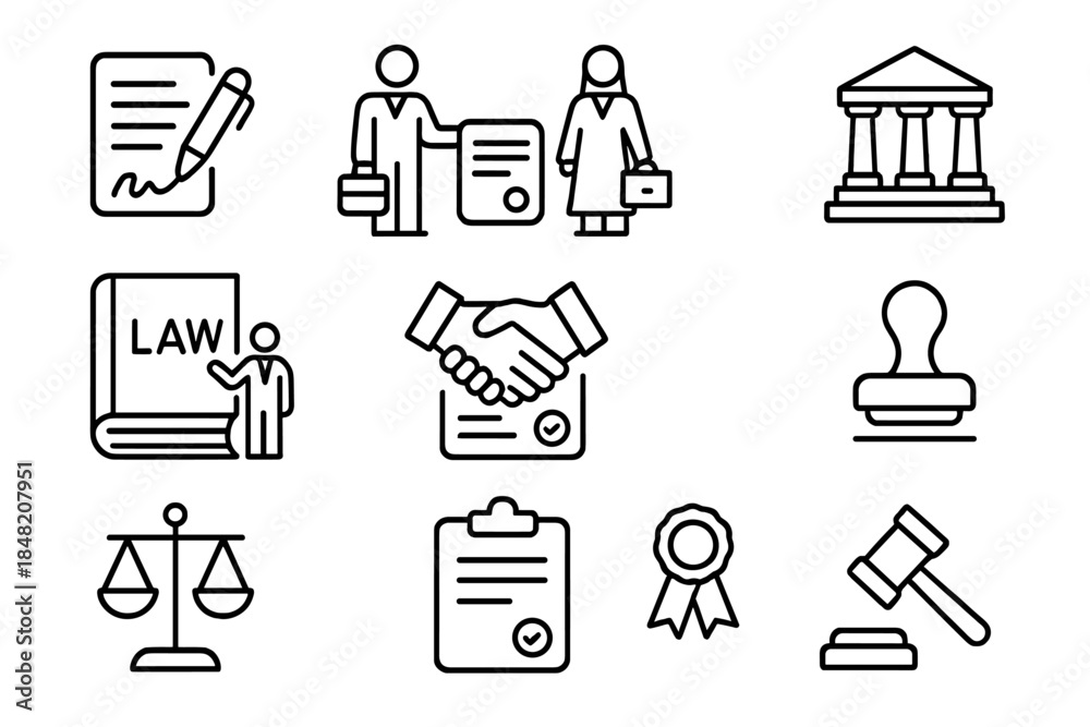 Fototapeta premium Set of Law and Justice Icons