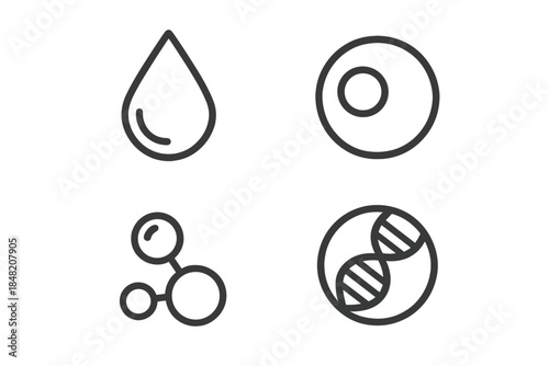 Scientific icons on dark background