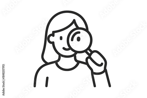 Person holding a magnifying glass over their eye