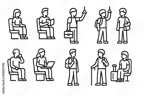 Collection of Line Icons Representing People in Different Scenarios