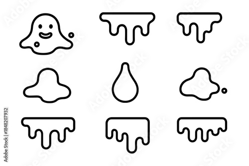 Collection of abstract blob shapes and dripping liquid icons
