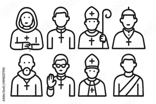 Religious figures icon set