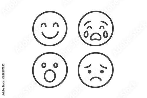 Four emojis with different facial expressions on a gradient background