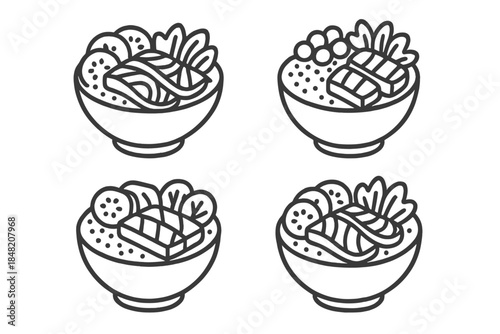 Four Bowls of Food Icons