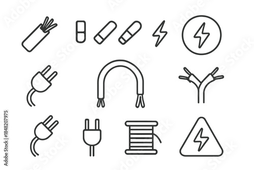 Electrical and magnetic symbols line art