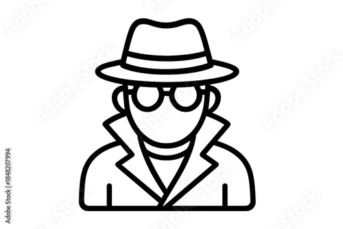Spy in a hat and trench coat icon