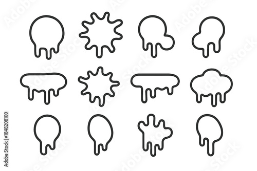 Dripping abstract shapes on dark background