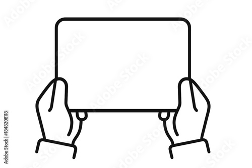 Hands holding a digital tablet