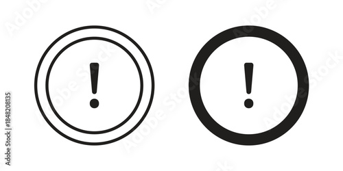 Exclamation button icons. Minimal logo design element, vector illustration.