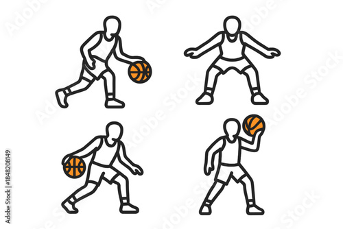 Basketball Player Silhouettes in Action