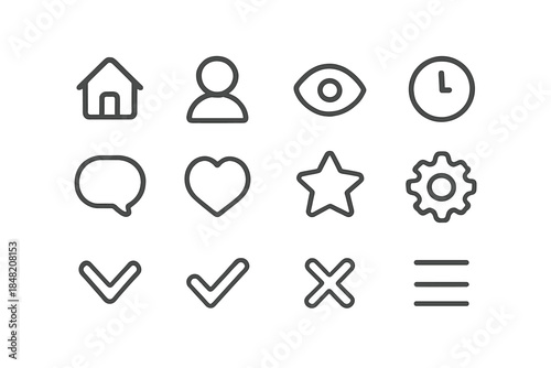 Minimalist UI Icons Set on Dark Background