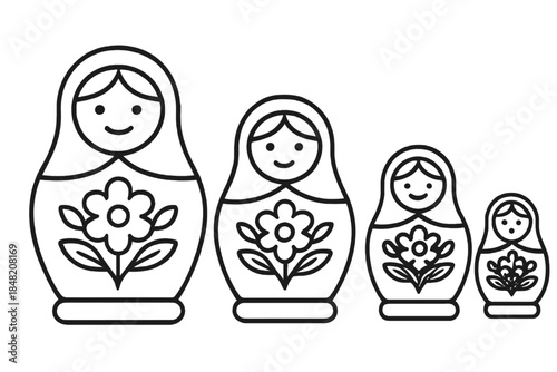 Matryoshka dolls silhouette on a gradient background